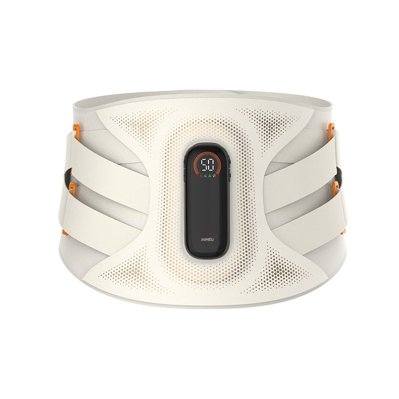 White ThermoLuma Back Support with digital controller, front view