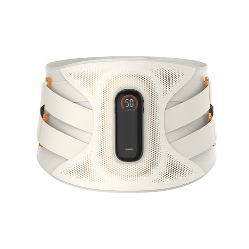 White ThermoLuma Back Support with digital controller, front view