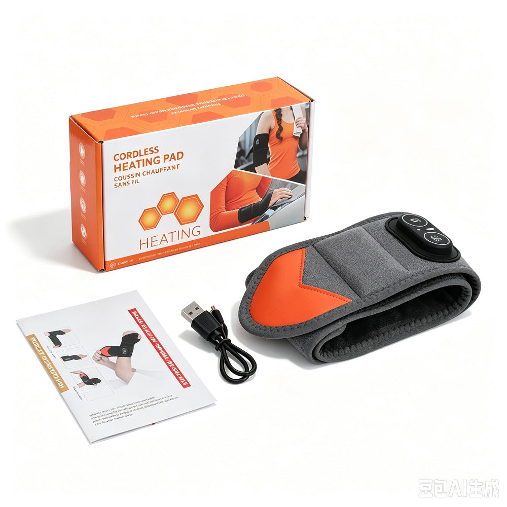 ThermoLuma Wrist Wrap, retail box, manual, and USB charging cable